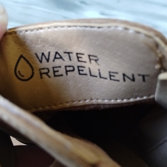 Vionic Tenley Brown Water Resistant Suede Leather Block Heeled Ankle Booties 9 - Picture 5 of 6